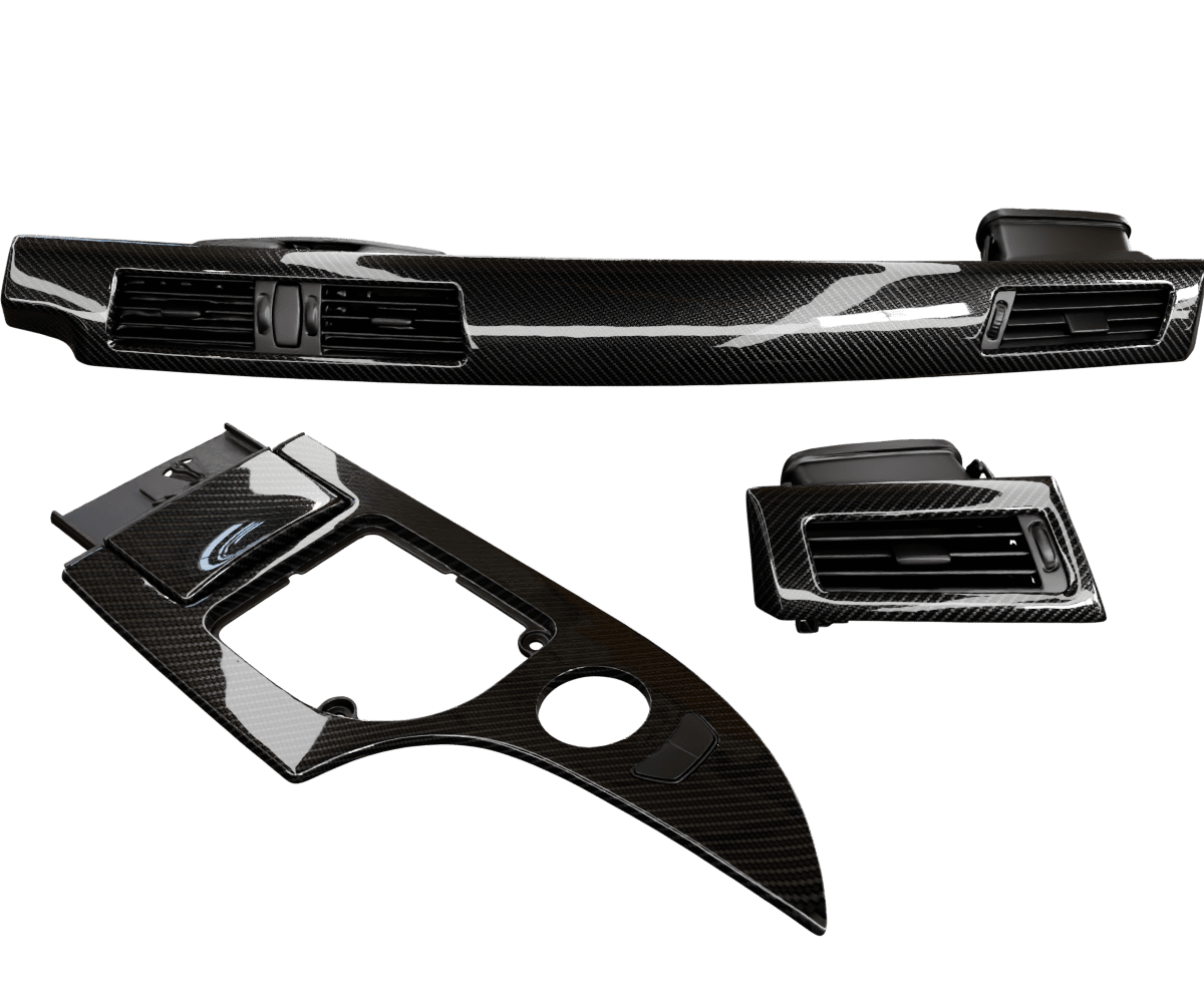 bmw e6x Carbon fiber wood trim set in a high gloss finish