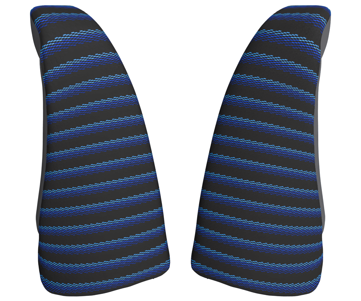 bmw e90 OEM bolster set wrapped in 3 Mtech Blue fabric