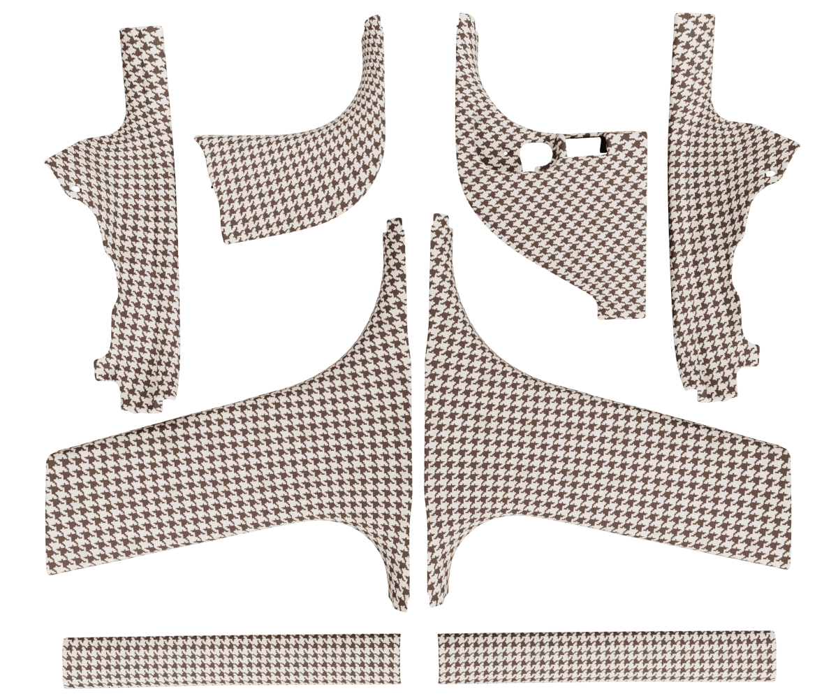 bmw e90 door sill trim cover upholstered in custom woven houndstooth fabric