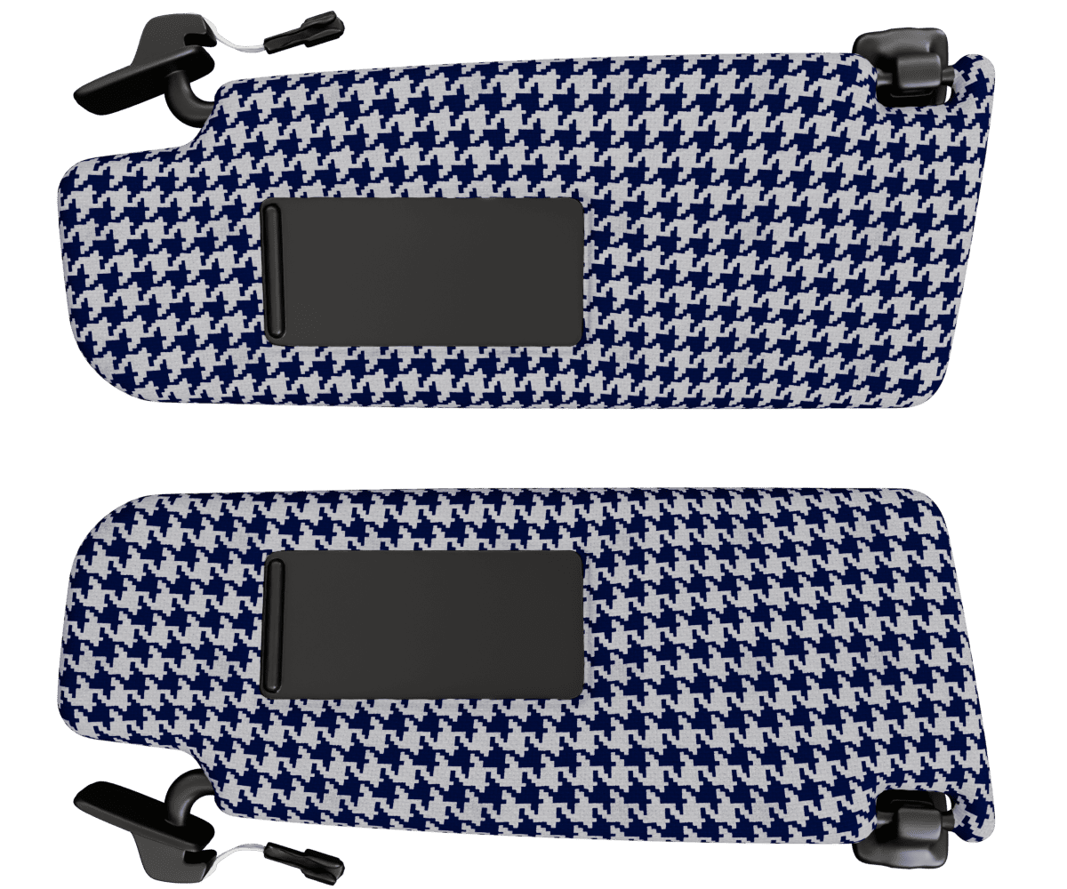 Volkswagen golf sun visors in custom woven houndstooth fabric (Blue)