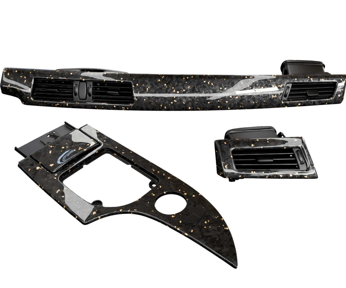 bmw e6x Forged carbon fiber wood trim set with colored flakes finished in high gloss