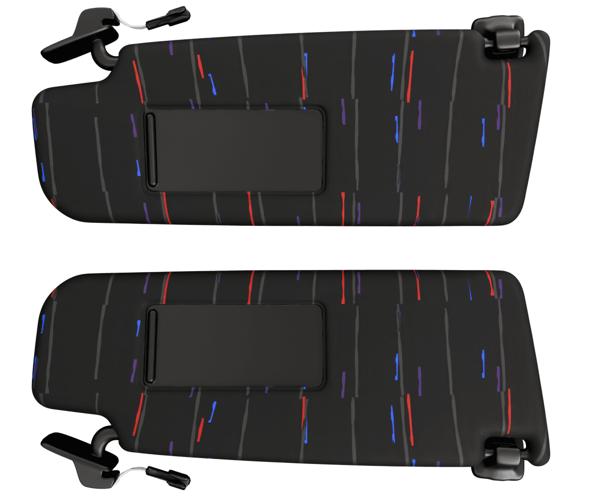 Volkswagen golf OEM sun visors wrapped in 3 M Rain Black fabric