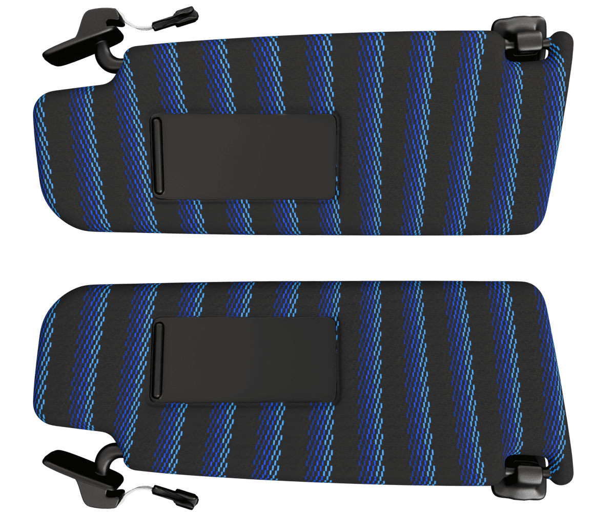 Volkswagen golf OEM sun visors wrapped in 3 Mtech Blue fabric