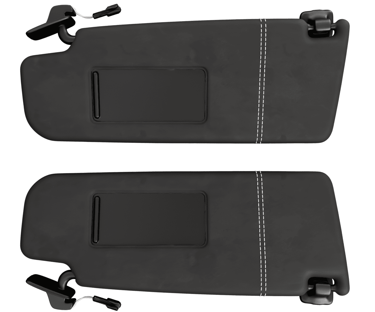 Volkswagen golf custom upholstered black Alcantara sun-visors with parallel stitching